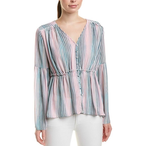 Catherine Malandrino Florrie Striped Blouse Medium - Picture 2 of 11